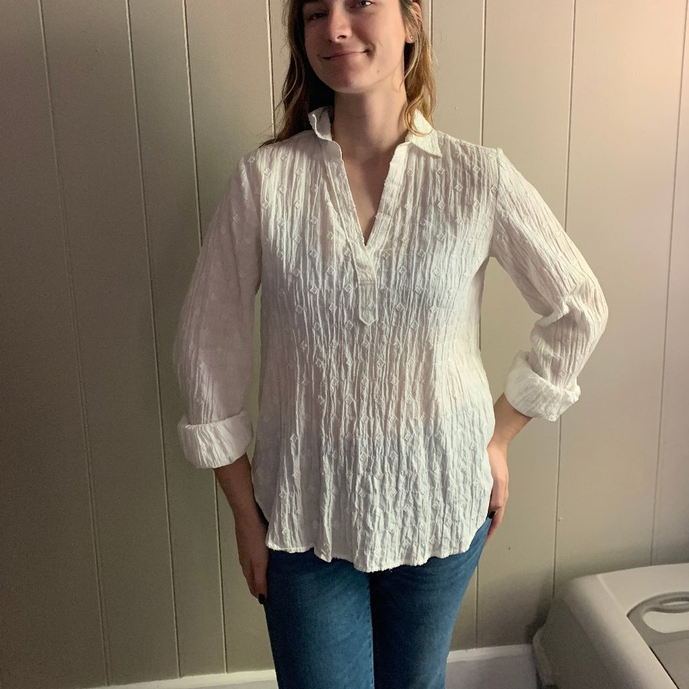 Textured white blouse